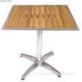 wooden aluminum table